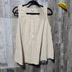 Bohemian Traders Beige and White Stipe Tank Top